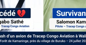 Nord-Kivu : le pilote survit, le copilote perd la vie dans le crash d&rsquo;un avion de Tracep Congo Aviation à Walikale