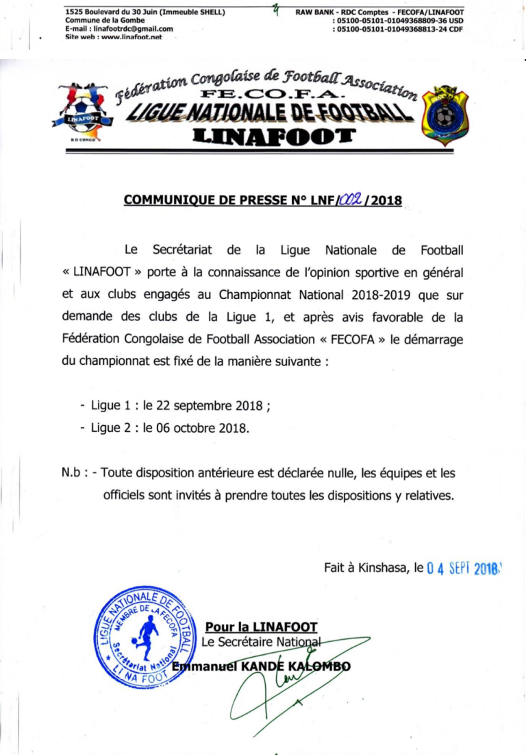 Vodacom Ligue 2 : La date du début de compétition connue.