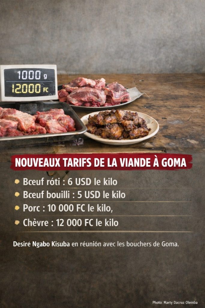 Amélioration du circuit économique en ville de Goma : Le Maire adjoint Désiré NGABO KISUBA, fixe le prix du kilo de la viande des bœufs, porcs, chèvres et prévient les faussaires de balance.