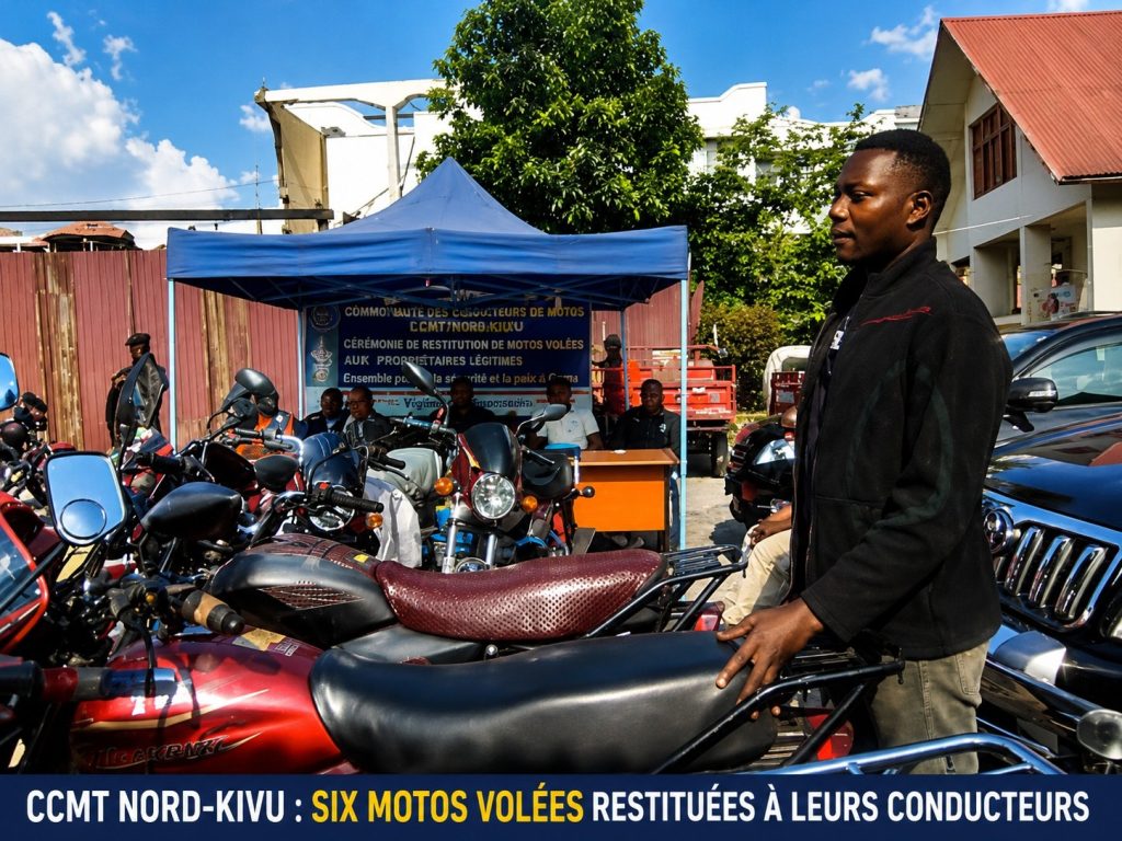 CCMT Nord-Kivu : six motos volées restituées à leurs propriétaires, un signal fort contre l’insécurité