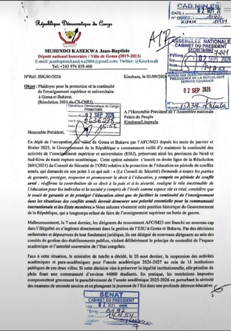 Plaidoyer pour la protection de l’enseignement supérieur à Goma et Bukavu