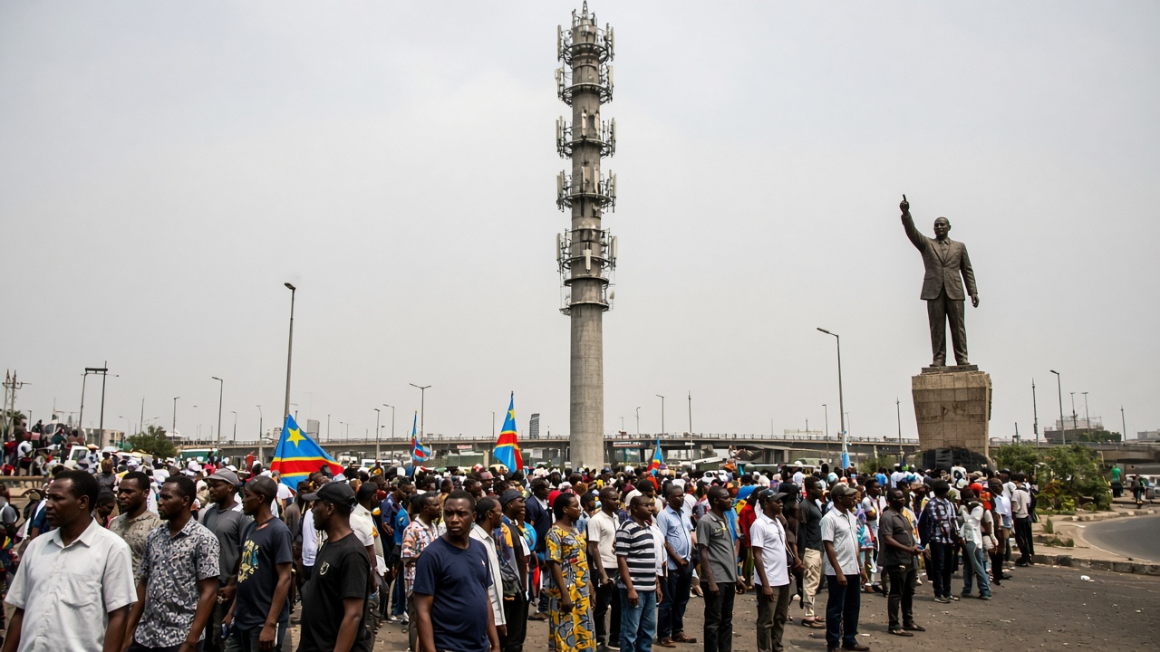 Regroupement de militants à l’échangeur de Limete, Kinshasa