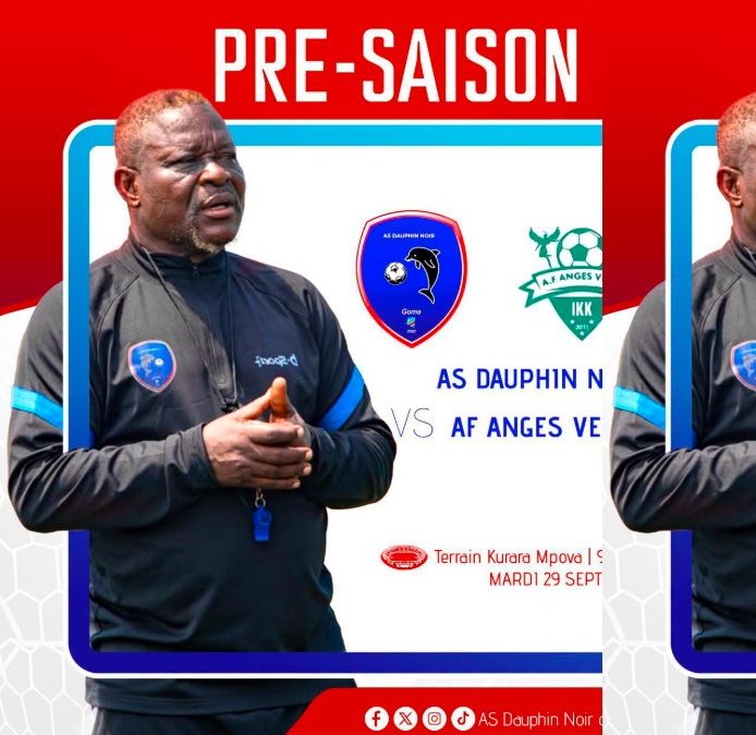 Affiche pré-saison AS Dauphin Noir – AF Anges Verts, mardi 29 septembre 2026, terrain Kurara Mpava. Source : As Dauphin Noir de Goma Officiel.