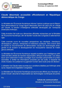 Communiqué officiel du ministère de l’Économie numérique, Kinshasa, 22 septembre 2026.