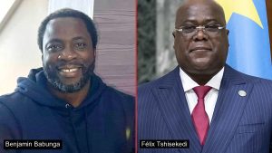 Montage : Benjamin Babunga (gauche) et Félix Tshisekedi (droite). Illustration TIC-TAC HEBDO — dossier perquisitions Belgique / détention Babunga.