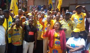 Militants PPRD poings levés — pagne Joseph Kabila